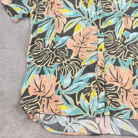 Jen's Pirate Booty Aloha Kula Button Up Shirt Women M/L Multicolor Floral Resort - Picture 4 of 14